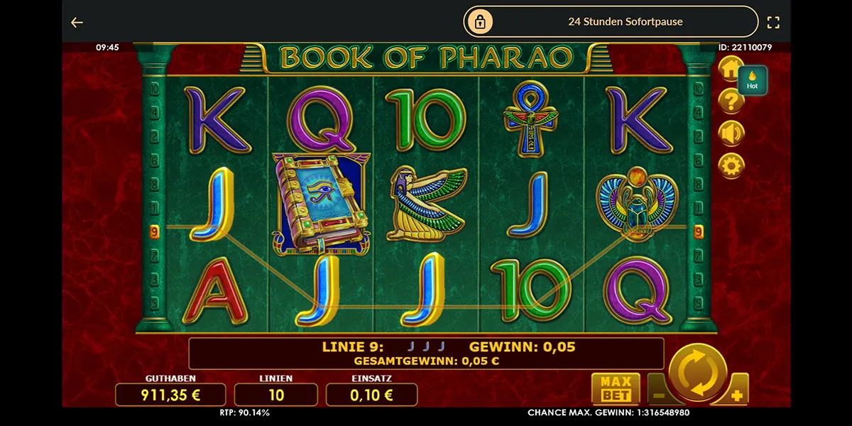 Screenshot des Amatic Slots Book of Pharao