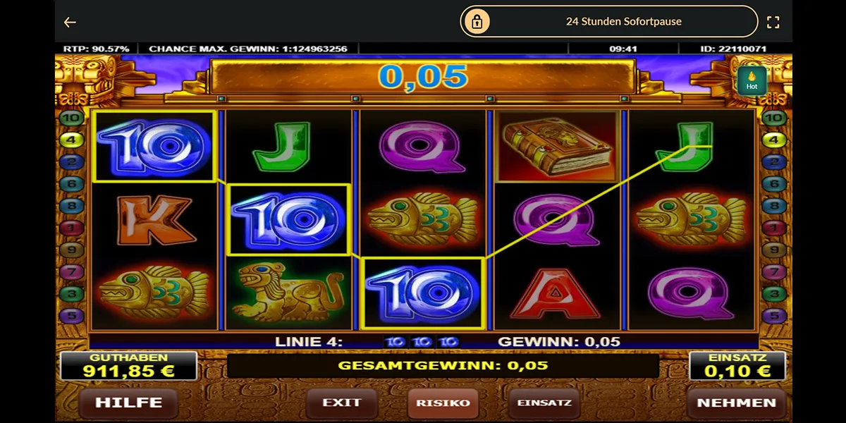 Screenshot des Online Slots Book of Aztec