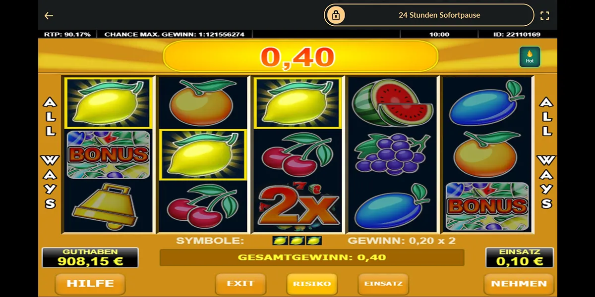 Screenshot des Online Slots Always Fruits von Amatic