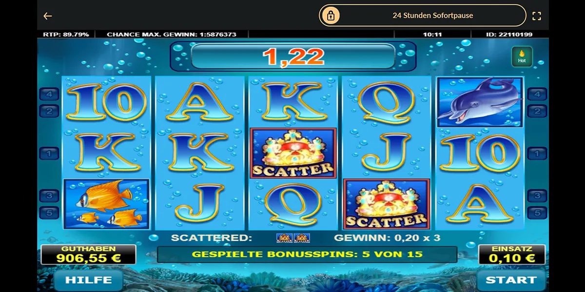 Screenshot des Online Slots Blue Dolphin von Amatic