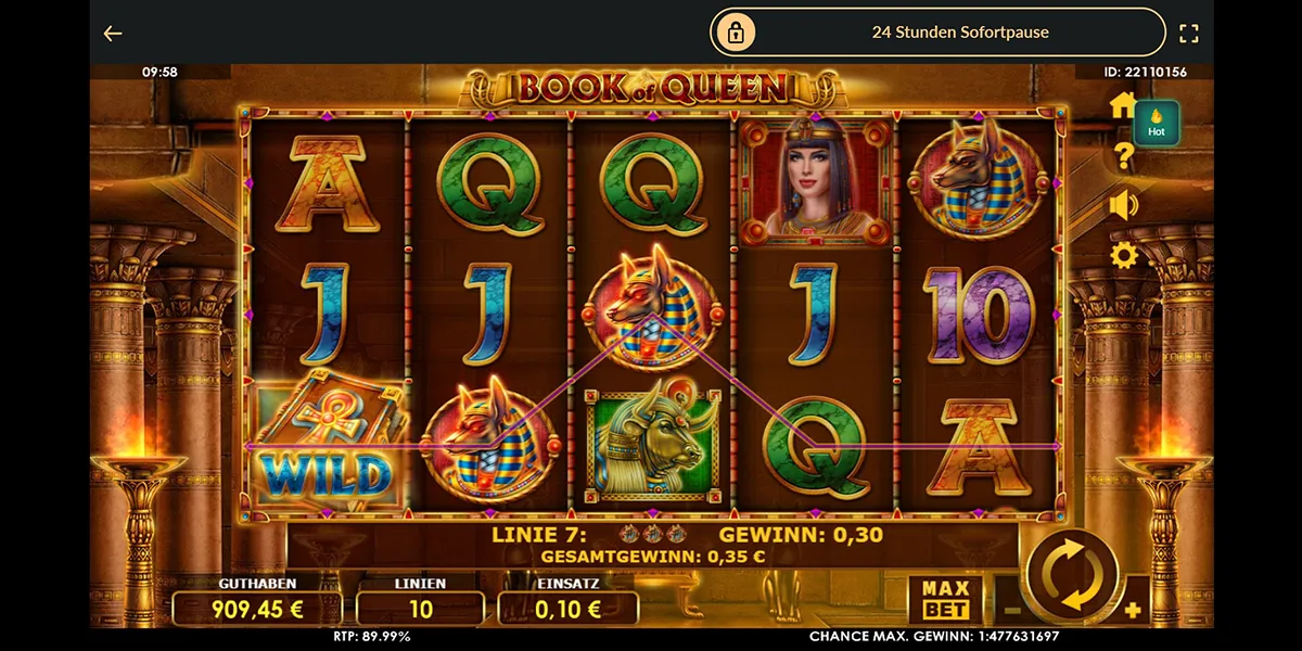 Screenshot des Online Slots Book of Queen von Amatic